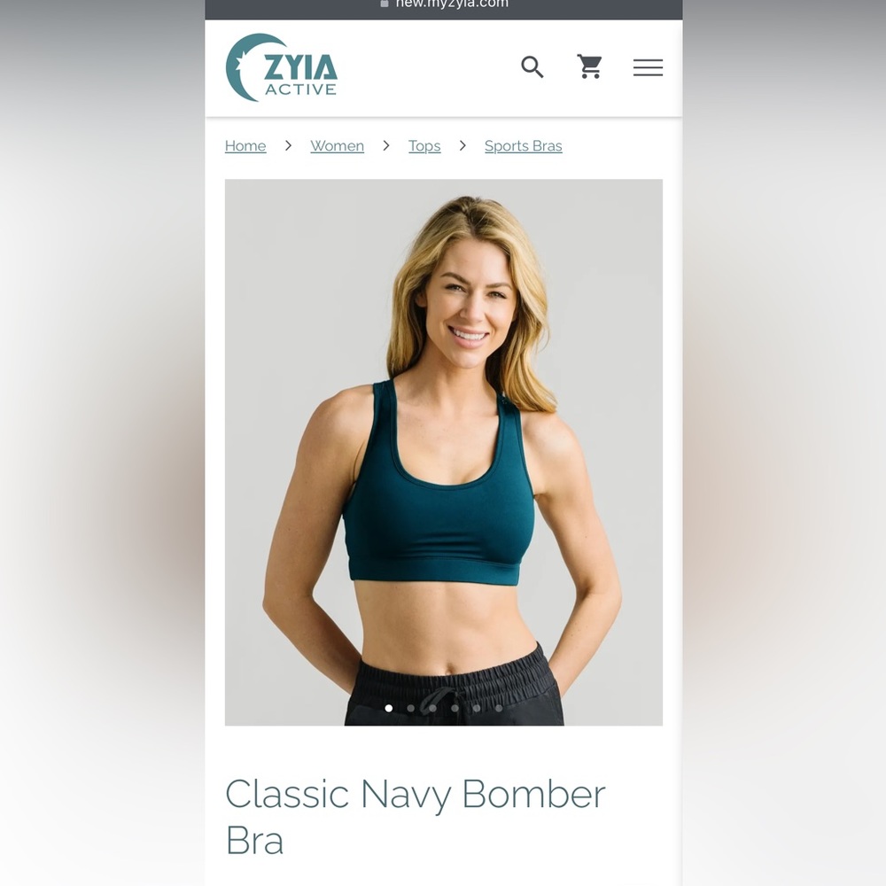 ZYIA Active Bomber Bra Classic Navy
